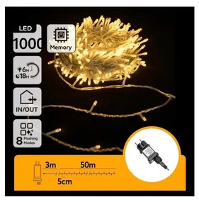 Aigostar - Ghirlandă LED de Crăciun pentru exterior, 1000 LED/6W/230V, 50 m, IP44, alb cald