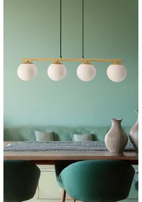 Lustră albă/în culoare naturală cu abajur din sticlă Carrine – Candellux Lighting