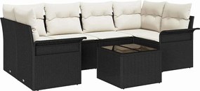 vidaXL Set de canapele pentru grădină cu pernă 7 pcs Negru poliratan