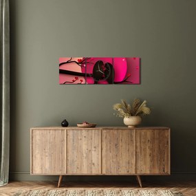 Tablou - Păsări îndrăgostite (cu ceas) (90x30 cm)