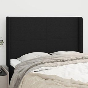 3119300 vidaXL Tăblie de pat cu aripioare, negru, 147x16x118/128 cm, textil