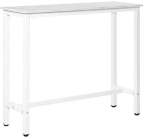 HOMCOM Masă de Bar Masă Înaltă cu Blat din Melamină Efect de Marmură și Picioare din Oțel Stil Modern pentru Bucătărie Cafenea Sufragerie 120x40x100 cm Alb | Aosom Romania