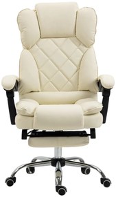 Scaun directorial, suport picioare, funcție recliner, SIB 818-2, Piele ecologica, Crem