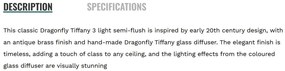 Plafoniera cu sticla tiffany Dragonfly