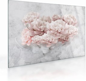 Tablou pe sticlă - Flori roz pe perete (70x50 cm)