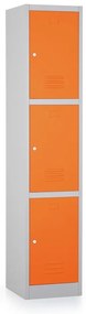 Dulap metalic - 3 cutii, 38 x 45 x 185 cm, broasca cilindrica, portocaliu - ral 2004