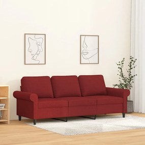 349207 vidaXL Canapea cu 3 locuri, roșu vin, 180 cm, material textil