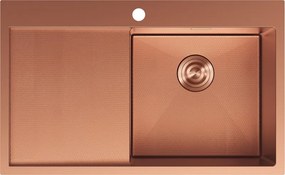 Mexen Exar chiuvetă de oțel inoxidabil cu 1 compartiment și scurgător, dreaptă 780 x 480 mm, cupru HC - 6434781010P-65HC