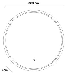 Oglinză modernă de baie 80 cm cu LED și dimmer tactil - Sebas
