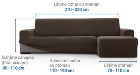 Huse super elastice HARMONIA tutunului canapea cu otoman dreapta (l. 210 - 320 cm)