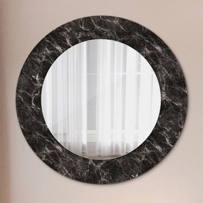 Oglinda rotunda rama cu imprimeu Marmură neagră
