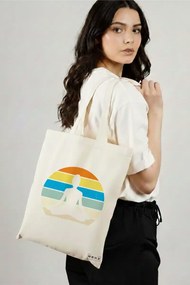 Sacosa de Panza pentru Cumparaturi, Geanta Tote Yoga 9, 38x34.5 cm, Alba, BEKZ®
