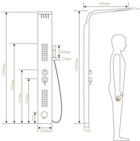 Panou dus hidromasaj inox 5 functii Digital Thermo Cromat  TRENDY S