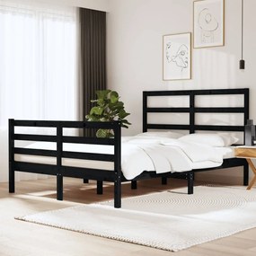 Cadru de pat 5FT King Size, negru   150x200 cm, lemn masiv de pin Negru, 150 x 200 cm
