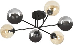 Emibig Brendi lampă de tavan 6x40 W negru-chihlimbar-grafit 834/6B3