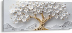 Tablou – Arborele vieții 3D plin de flori (120x50 cm)