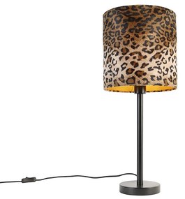 Lampa de masa moderna neagra cu abajur leopard 25 cm - Simplo