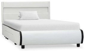 284966 vidaXL Cadru de pat cu LED, alb, 90 x 200 cm, piele ecologică