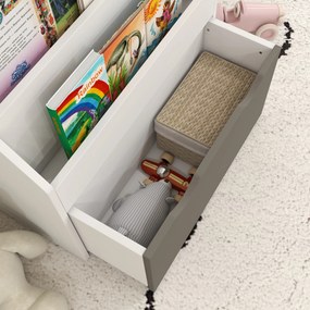 AIYAPLAY Bibliotecă pentru Copii 3-8 Ani cu 3 Rafturi și Sertar Inferior, din MDF, 62.5x30x70 cm, Gri | Aosom Romania