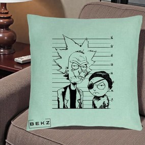 Perna Personalizata Rick si Morty Dosar, 40x40 cm, Verde Menta, Husa Detasabila, Perna Inclusa, BEKZ®
