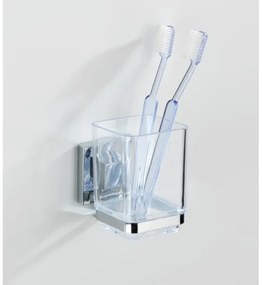 WENKO 22680100 - Pahar VACUUM-LOC QUADRO ED, 7,5x10 cm, argintiu/crom lucios/transparent