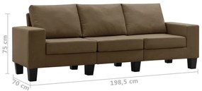 Canapea cu 3 locuri, maro, material textil Maro, Canapea cu 3 locuri