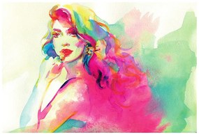 Tapet autoadeziv portret feminin în acuarelă