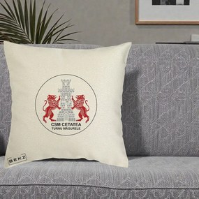 Perna Personalizata CSM Cetatea Turnu Magurele Fotbal, 40x40 cm, Ecru, Husa Detasabila, Perna Inclusa, BEKZ®