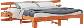 vidaXL Cadru de pat cu headboard Maro 200 x 200 cm Lemn de pin masiv