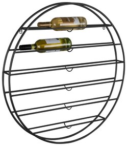 Raft pentru sticle de vin negru pentru perete din metal număr de sticle 12 80x80x9 cm Redondo – PT LIVING