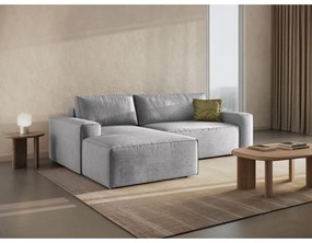 Colțar gri deschis extensibil cu tapițerie din țesătură bouclé (cu colț pe partea stângă ) Jodie – Micadoni Home