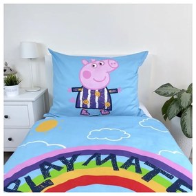 Lenjerie de pat fosforescentă pentru copii din bumbac pentru pat de o persoană 140x200 cm Peppa Pig – Jerry Fabrics