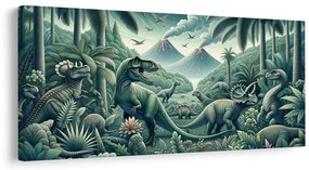 Tablou lumea preistorică a dinozaurilor în junglă
