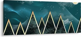 Tablou - Lună plină deasupra munțiilor aurii (120x50 cm)