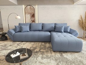 Colțar extensibil dumonde cu ladă de depozitare si sezut confortabil din spuma high-density, Berlin XL Enjoy Blue 350x185 cm II