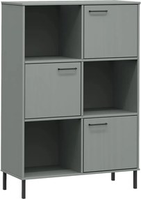 vidaXL Bibliotecă cu picioare metalice OSLO, gri, 90x35x128,5 cm, lemn