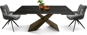 MIRABELLE -MASA BLAT DREPTUNGHIULAR NEGRU CU AURIU MAT EXTENSIBILA-PICIOR METALIC BRONZ 180 cm/ 90 cm