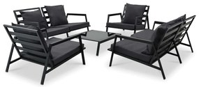 vidaXL Set mobilier de grădină cu perne, 5 piese, gri închis, aluminiu
