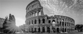Tablou - Colosseum din Roma, alb-negru (120x50 cm)