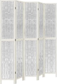 vidaXL Paravan cameră 5 panouri, alb, lemn masiv paulownia