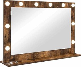 vidaXL Oglindă de toaletă cu oglindă Stejar fumuriu 80 x 55 x 18 cm