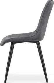 Scaun de masa SPLIT VELVET cu picioare negre, gri inchis