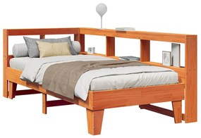 vidaXL Pat bibliotecă fără saltea maro ceruit 75x190 cm lemn masiv pin