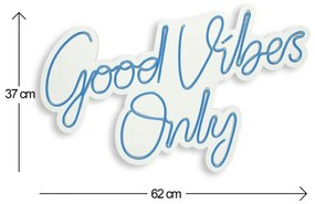 Decoratiune luminoasa LED de perete Good Vibes Only 2 Albastru 37x62x2 cm