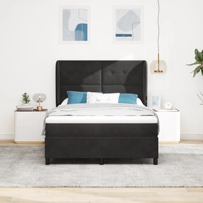 vidaXL Pat cu arcuri și saltea Negru 140x200 cm Catifea