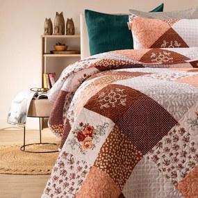 decoDoma Cuvertură de pat VINTAGE ROSE maro pat dublu