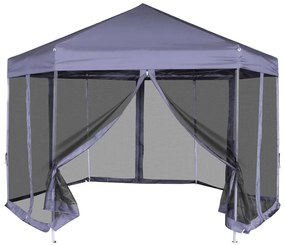 vidaXL Marchiză hexagonală pliabilă 6 pereți albastru închis 3,6x3,1 m