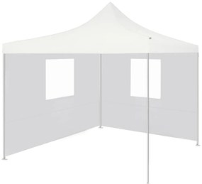 Cort de petrecere pliabil cu 2 pereti laterali, alb, 2x2m, otel Alb, 2 x 2 m