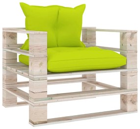 3066050 vidaXL Canapea de grădină din paleți cu perne verde crud, lemn de pin