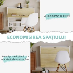 HOMCOM Birou suspendat, pliabil cu compartimente de depozitare pentru spatii mici, alb | Aosom Romania